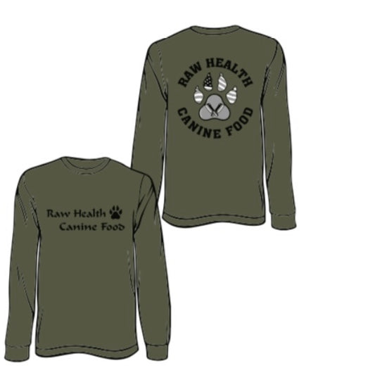 New Raw Health Canine Food Crew Neck OD Green