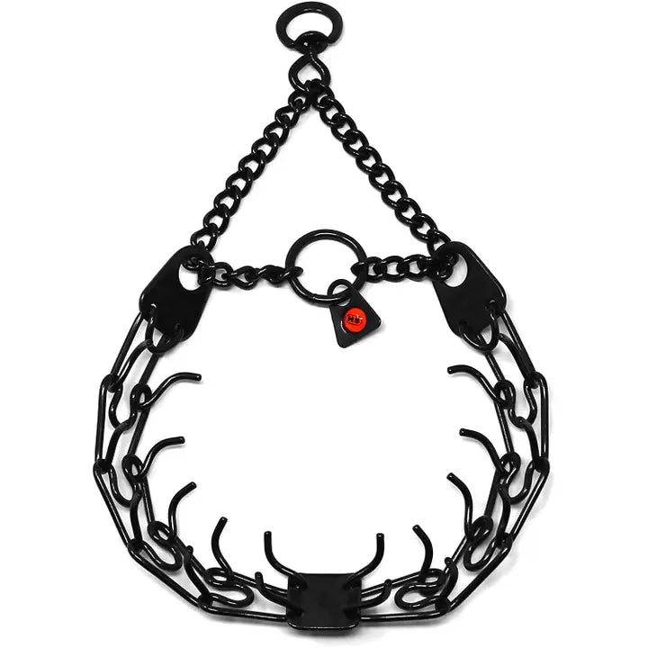 Herm Sprenger Black Stainless Steel Prong Dog Training Collar with Swivel.