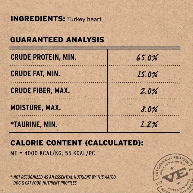Freeze-Dried Raw Turkey Hearts Dog Treat, 1.6 oz