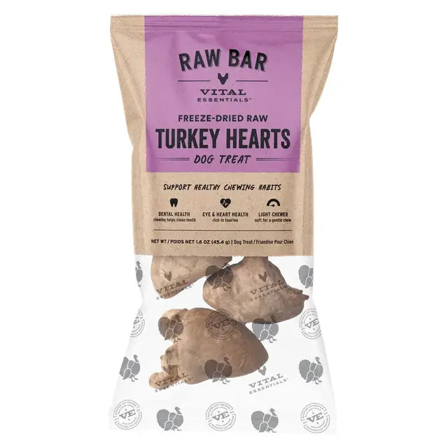 Freeze-Dried Raw Turkey Hearts Dog Treat, 1.6 oz